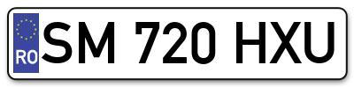 Placuta inmatriculare numar auto  SM-720-HXU, SM 720 HXU, SM720HXU