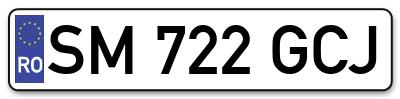 Placuta inmatriculare numar auto  SM-722-GCJ, SM 722 GCJ, SM722GCJ