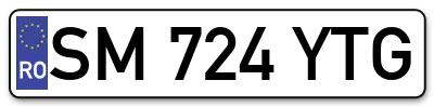 Placuta inmatriculare numar auto  SM-724-YTG, SM 724 YTG, SM724YTG