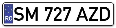 Placuta inmatriculare numar auto  SM-727-AZD, SM 727 AZD, SM727AZD