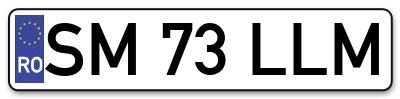 Placuta inmatriculare numar auto  SM-73-LLM, SM 73 LLM, SM73LLM