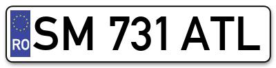 Placuta inmatriculare numar auto  SM-731-ATL, SM 731 ATL, SM731ATL