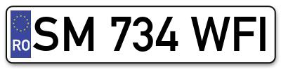 Placuta inmatriculare numar auto  SM-734-WFI, SM 734 WFI, SM734WFI