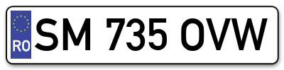 Placuta inmatriculare numar auto  SM-735-OVW, SM 735 OVW, SM735OVW