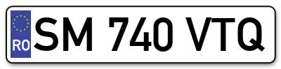 Placuta inmatriculare numar auto  SM-740-VTQ, SM 740 VTQ, SM740VTQ