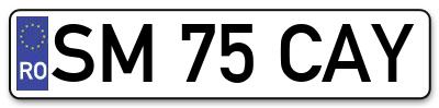 Placuta inmatriculare numar auto  SM-75-CAY, SM 75 CAY, SM75CAY
