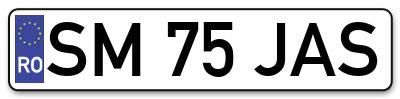 Placuta inmatriculare numar auto  SM-75-JAS, SM 75 JAS, SM75JAS