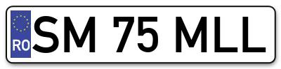 Placuta inmatriculare numar auto  SM-75-MLL, SM 75 MLL, SM75MLL