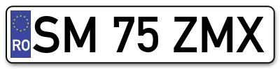 Placuta inmatriculare numar auto  SM-75-ZMX, SM 75 ZMX, SM75ZMX
