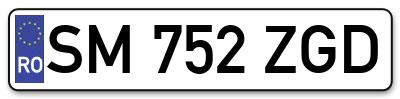 Placuta inmatriculare numar auto  SM-752-ZGD, SM 752 ZGD, SM752ZGD