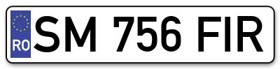 Placuta inmatriculare numar auto  SM-756-FIR, SM 756 FIR, SM756FIR