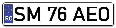 Placuta inmatriculare numar auto  SM-76-AEO, SM 76 AEO, SM76AEO