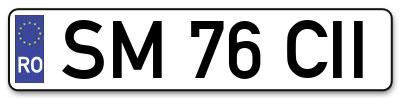 Placuta inmatriculare numar auto  SM-76-CII, SM 76 CII, SM76CII