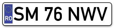 Placuta inmatriculare numar auto  SM-76-NWV, SM 76 NWV, SM76NWV