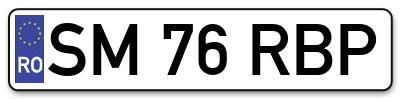 Placuta inmatriculare numar auto  SM-76-RBP, SM 76 RBP, SM76RBP