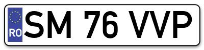 Placuta inmatriculare numar auto  SM-76-VVP, SM 76 VVP, SM76VVP