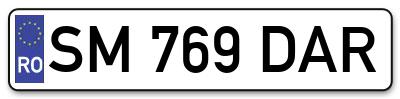 Placuta inmatriculare numar auto  SM-769-DAR, SM 769 DAR, SM769DAR