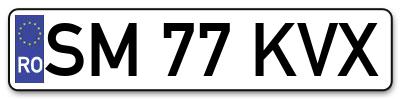 Placuta inmatriculare numar auto  SM-77-KVX, SM 77 KVX, SM77KVX