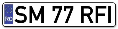Placuta inmatriculare numar auto  SM-77-RFI, SM 77 RFI, SM77RFI