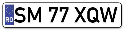 Placuta inmatriculare numar auto  SM-77-XQW, SM 77 XQW, SM77XQW