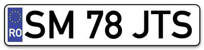 Placuta inmatriculare numar auto  SM-78-JTS, SM 78 JTS, SM78JTS