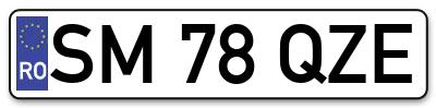 Placuta inmatriculare numar auto  SM-78-QZE, SM 78 QZE, SM78QZE
