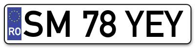 Placuta inmatriculare numar auto  SM-78-YEY, SM 78 YEY, SM78YEY