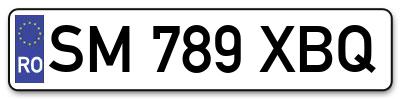 Placuta inmatriculare numar auto  SM-789-XBQ, SM 789 XBQ, SM789XBQ