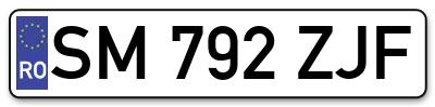 Placuta inmatriculare numar auto  SM-792-ZJF, SM 792 ZJF, SM792ZJF