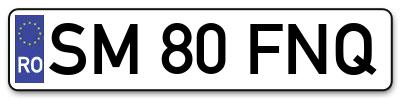 Placuta inmatriculare numar auto  SM-80-FNQ, SM 80 FNQ, SM80FNQ