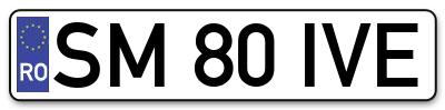 Placuta inmatriculare numar auto  SM-80-IVE, SM 80 IVE, SM80IVE