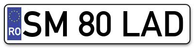 Placuta inmatriculare numar auto  SM-80-LAD, SM 80 LAD, SM80LAD