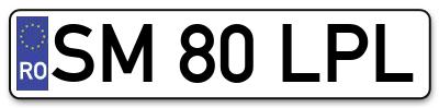 Placuta inmatriculare numar auto  SM-80-LPL, SM 80 LPL, SM80LPL