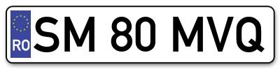 Placuta inmatriculare numar auto  SM-80-MVQ, SM 80 MVQ, SM80MVQ