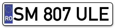 Placuta inmatriculare numar auto  SM-807-ULE, SM 807 ULE, SM807ULE