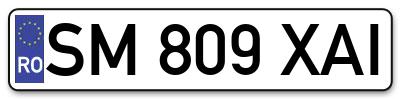 Placuta inmatriculare numar auto  SM-809-XAI, SM 809 XAI, SM809XAI