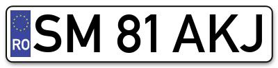 Placuta inmatriculare numar auto  SM-81-AKJ, SM 81 AKJ, SM81AKJ