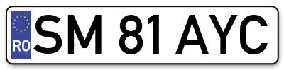 Placuta inmatriculare numar auto  SM-81-AYC, SM 81 AYC, SM81AYC