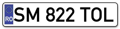 Placuta inmatriculare numar auto  SM-822-TOL, SM 822 TOL, SM822TOL