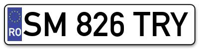 Placuta inmatriculare numar auto  SM-826-TRY, SM 826 TRY, SM826TRY