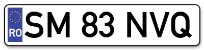 Placuta inmatriculare numar auto  SM-83-NVQ, SM 83 NVQ, SM83NVQ