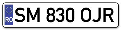 Placuta inmatriculare numar auto  SM-830-OJR, SM 830 OJR, SM830OJR