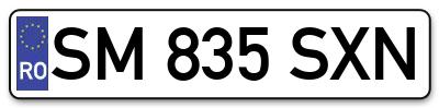 Placuta inmatriculare numar auto  SM-835-SXN, SM 835 SXN, SM835SXN