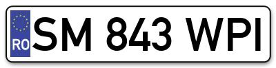 Placuta inmatriculare numar auto  SM-843-WPI, SM 843 WPI, SM843WPI