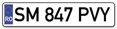 Placuta inmatriculare numar auto  SM-847-PVY, SM 847 PVY, SM847PVY