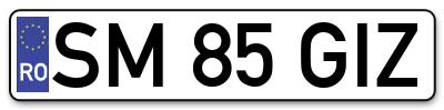 Placuta inmatriculare numar auto  SM-85-GIZ, SM 85 GIZ, SM85GIZ