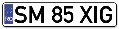 Placuta inmatriculare numar auto  SM-85-XIG, SM 85 XIG, SM85XIG