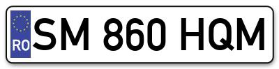 Placuta inmatriculare numar auto  SM-860-HQM, SM 860 HQM, SM860HQM