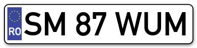 Placuta inmatriculare numar auto  SM-87-WUM, SM 87 WUM, SM87WUM