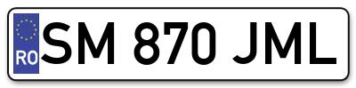 Placuta inmatriculare numar auto  SM-870-JML, SM 870 JML, SM870JML